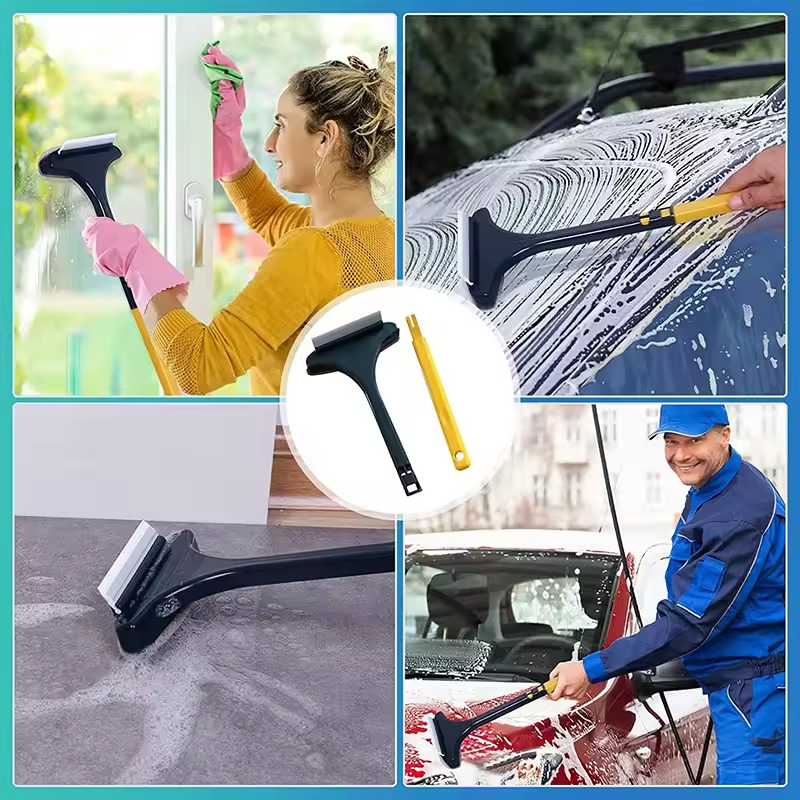 Multifunctional Screen Brush, 2-in-1 Window Cleaning Brush, Retractable Window Cleaning Tool Wet and Dry Glass Cleaning Brush