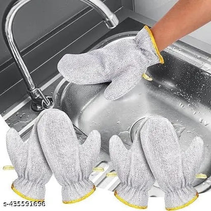 Pack Off 2 Silver Dishwashing Gloves New Hand Protection Steel Wire Cleaning Gloves Anti-scalding Oil-proof Mitten Insulation Wire Dishwashing Pot Washing Gloves