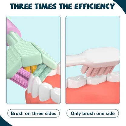 2 PCS Triple Sided Toothbrush Triple Head Wrap Household Soft Bristles Cleaning Daily Sensory Toothbrush